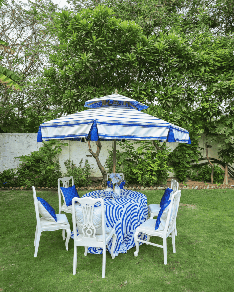 White & blue Garden Parasol