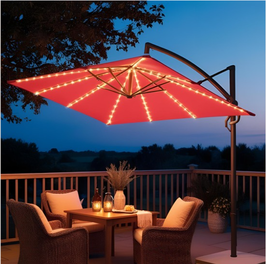 LED-Lit Patio Umbrella