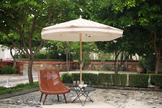 White and Beige Parasol