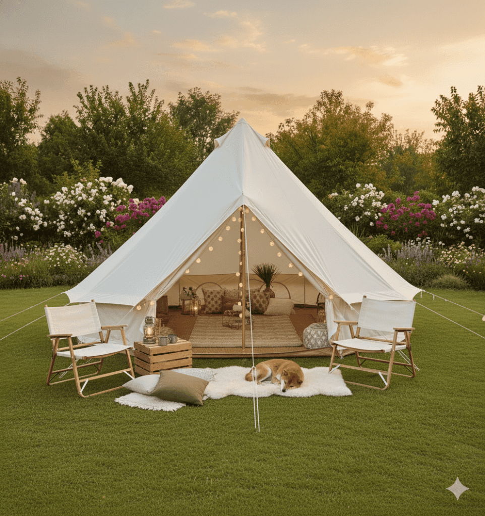 White bell tent decor
