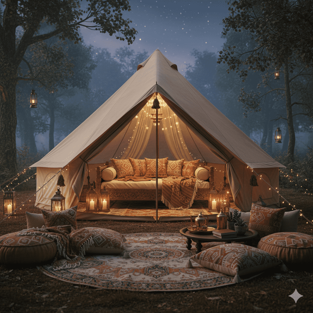 Beige Bell tent decor